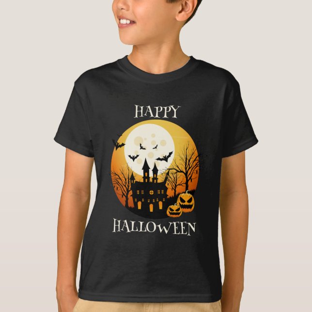 T-shirt Joyeux Halloween Black Orange (Devant)