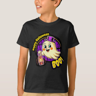 T-shirt Joyeux Halloween BOO! Joli fantôme rétro avec lant