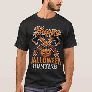 T-shirt Joyeux Halloween Chasse Haches Croisées Citrouille