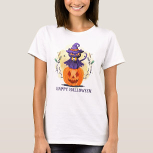 T-shirt Joyeux Halloween - Chat noir sorcier