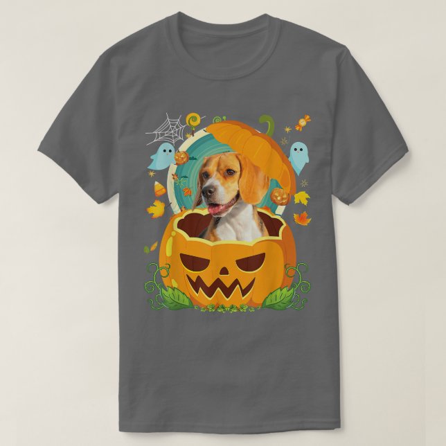 T-shirt Joyeux Halloween Citrouille Beagle chien sorcier m (Design devant)