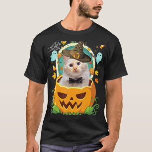 T-shirt Joyeux Halloween Citrouille Chat Birman Sorcière C