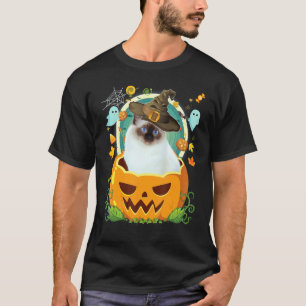T-shirt Joyeux Halloween Citrouille Chat Birman Sorcière C