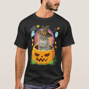 T-shirt Joyeux Halloween Citrouille Chat British Shorthair