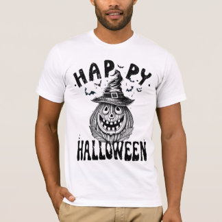 T-shirt Joyeux Halloween, citrouille Éffrayant en casquett