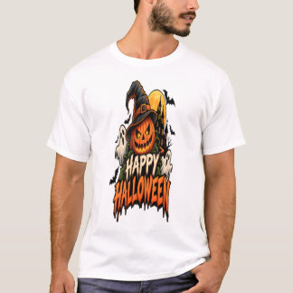 T-shirt Joyeux Halloween Citrouille Fantomatique Fantômes