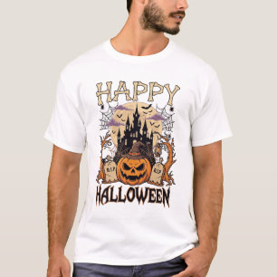 T-shirt Joyeux Halloween Citrouille Sorcière Chapeau Châte