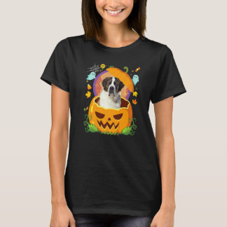 T-shirt Joyeux Halloween Citrouille St Bernard Chien Sorci