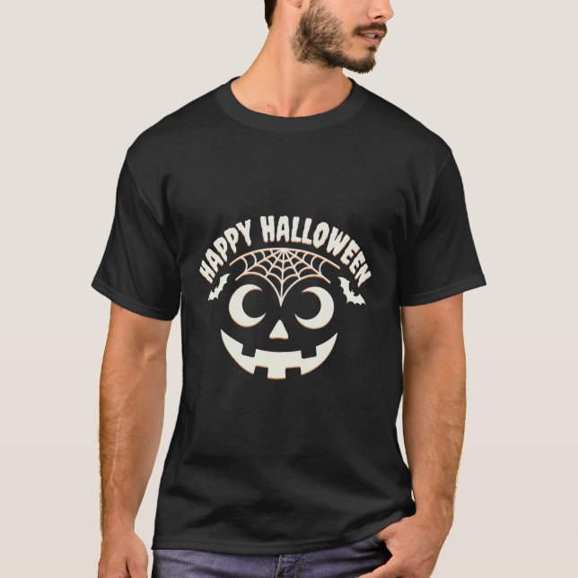 T-shirt Joyeux Halloween Citrouille Visage Design_1 (Devant)