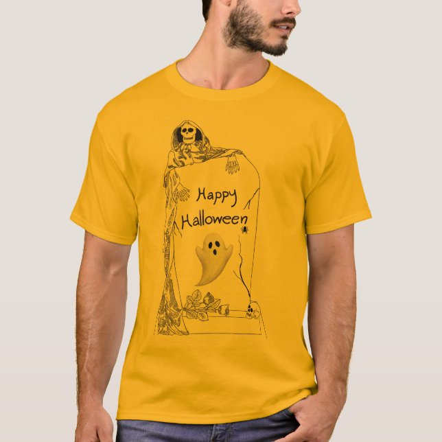 T-shirt Joyeux Halloween – Conception squelette effrayant  (Devant)