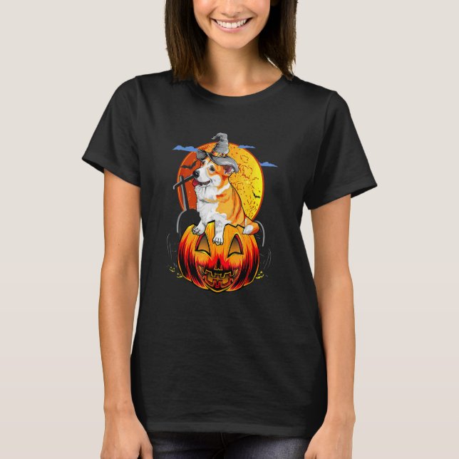 T-shirt Joyeux Halloween Corgi Chiens Halloween (Devant)