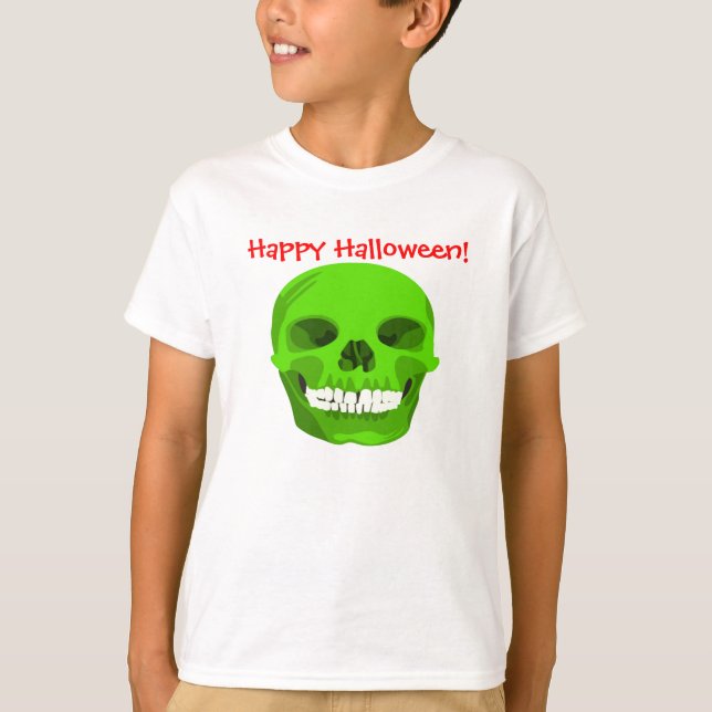 T-shirt Joyeux Halloween Crâne vert Kid Tee (Devant)