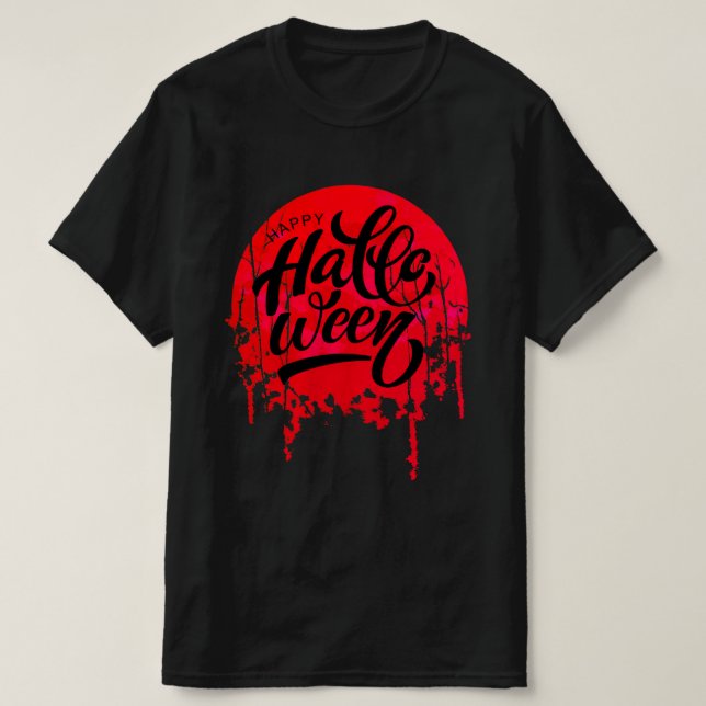 T-shirt Joyeux Halloween de nuit rouge (Design devant)