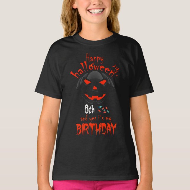 T-shirt Joyeux Halloween Et oui c'est mon 6e anniversaire (Devant)