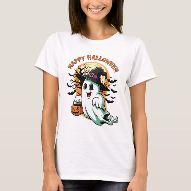 T-shirt "Joyeux Halloween" Fantôme (Devant)
