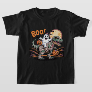 T-shirt Joyeux Halloween, Fantôme sur T-Rex Momie avec Cit