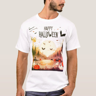 T-shirt Joyeux Halloween Fantômes de forêt Éffrayante et C