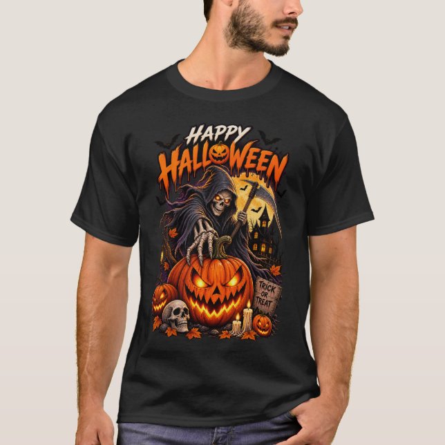 T-shirt Joyeux Halloween Faucheuse (Devant)