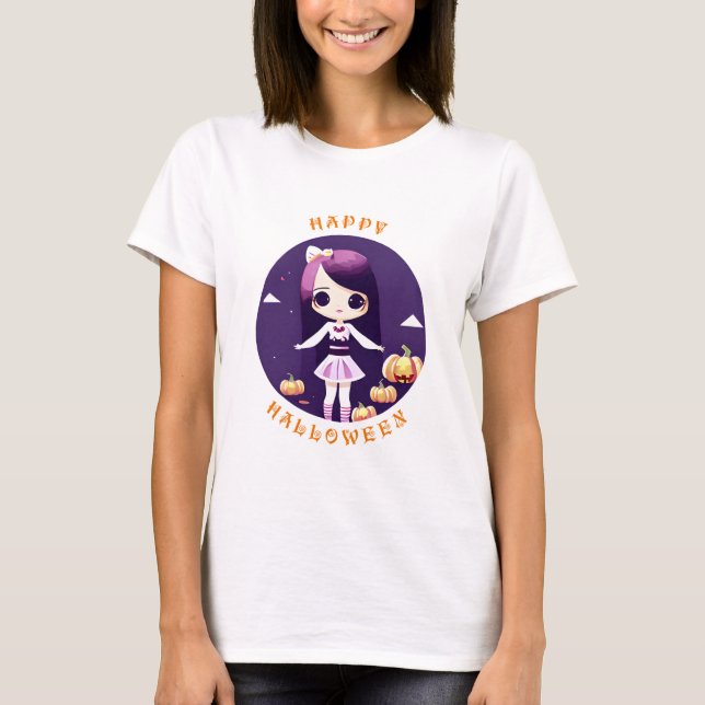 T-shirt Joyeux Halloween Fille Kawaii (Devant)
