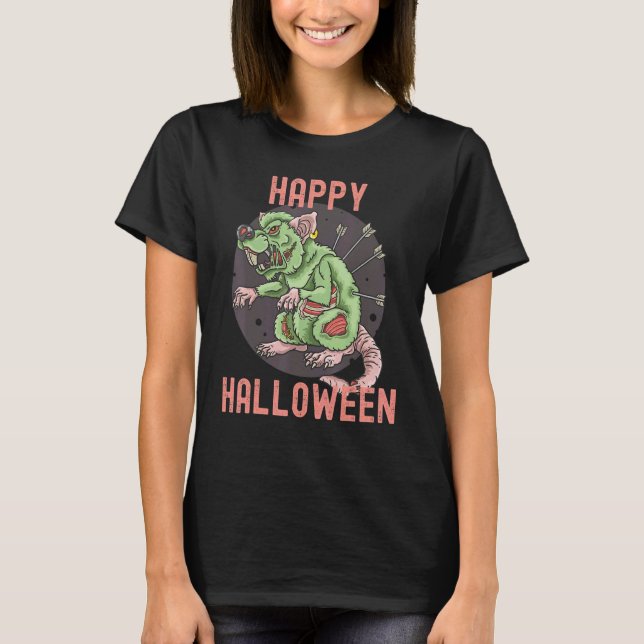 T-shirt Joyeux Halloween Horreur Horreur Zombie Rat Costum (Devant)