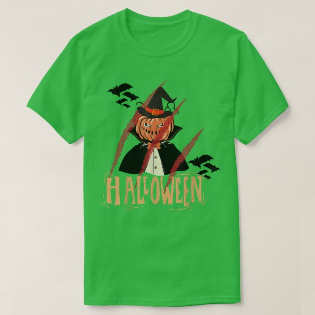 T-shirt Joyeux Halloween Jack O'Lantern sorcier, Trickortr (Design devant)