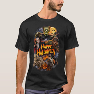 T-shirt Joyeux Halloween Monstres Classiques Horreur Vinta