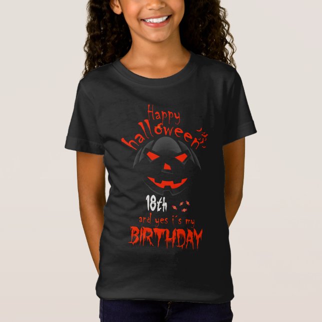 T-Shirt Joyeux Halloween Oui C'est mon 18e anniversaire (Devant)