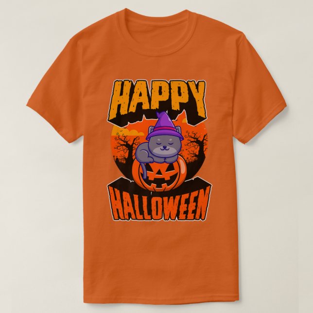 T-shirt Joyeux Halloween Party Cute Napping Kawaii Witch C (Design devant)