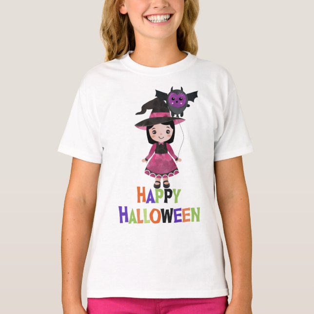 T-shirt Joyeux Halloween Petite Sorcière (Devant)