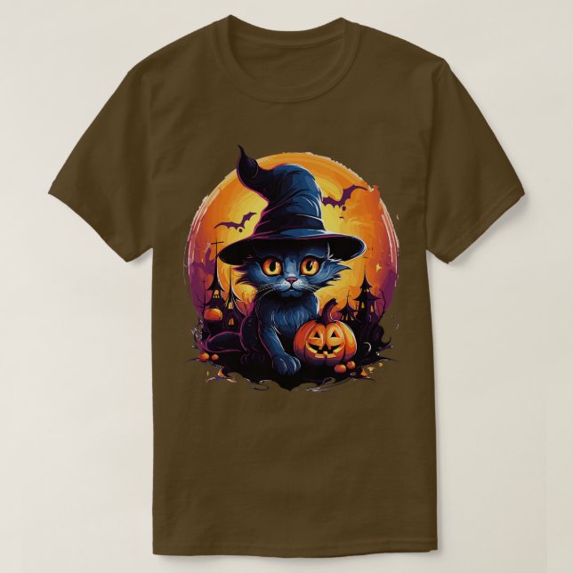 T-shirt Joyeux Halloween pour chat (Design devant)