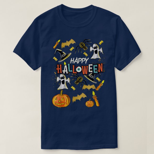 T-shirt Joyeux Halloween Scary Éffrayant Retro Style Garço (Design devant)