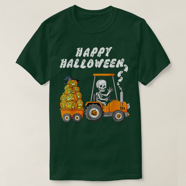 T-shirt Joyeux Halloween Skeleton équitation Tracteur Garç (Design devant)