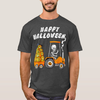 T-shirt Joyeux Halloween Skeleton équitation Tracteur Garç