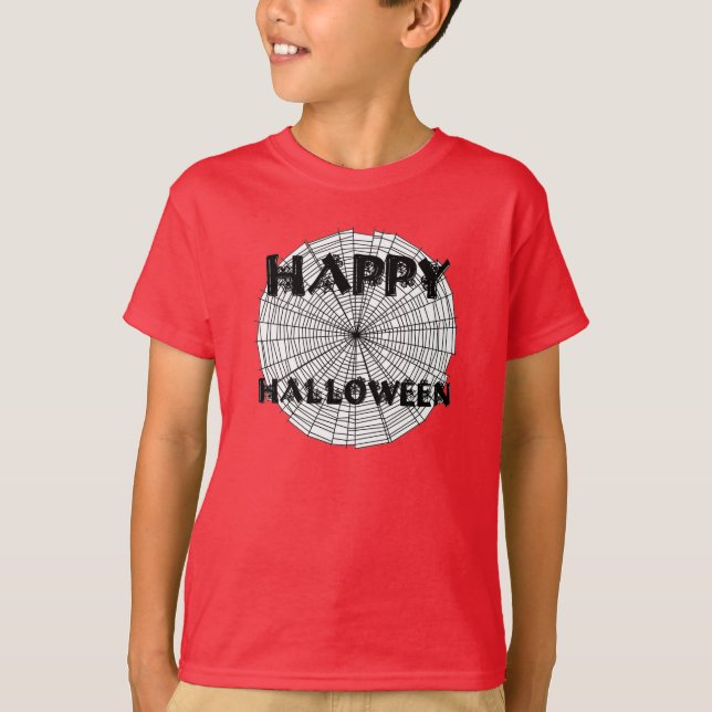 T-shirt Joyeux Halloween sur Spider Web Kids Tee (Devant)