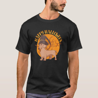 T-shirt Joyeux Halloween Witch Dachshund Weiner Chien Anim