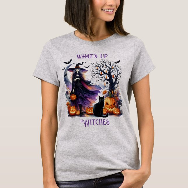 T-shirt Joyeux Halloween Witch Moon "Chat noir" (Devant)