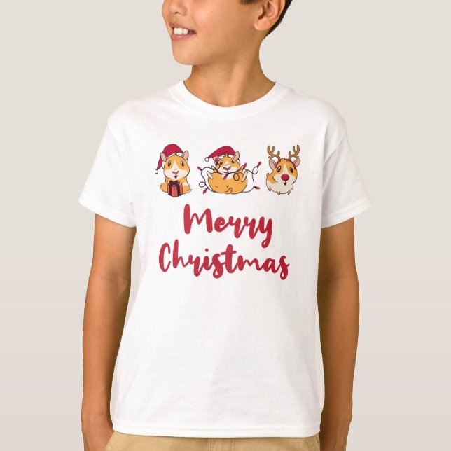 T-shirt Joyeux Hamsters de Noël Jouer Graphique (Devant)