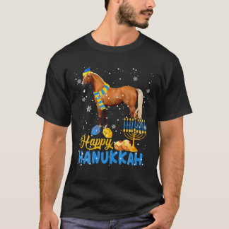 T-shirt Joyeux Hanoukka Cute Hanoukka Horse Menorah juif