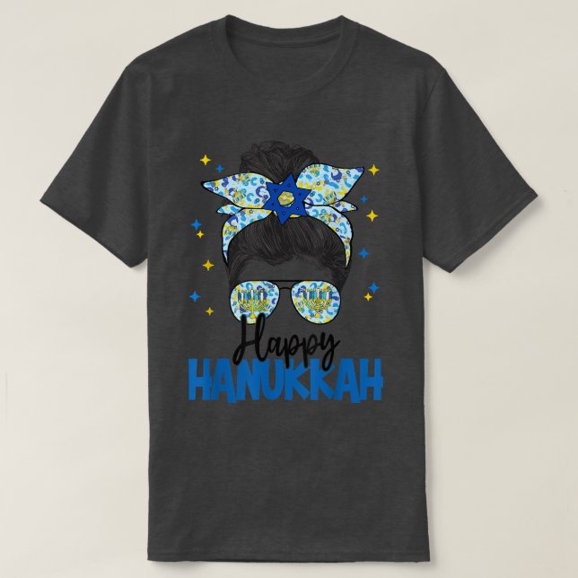T-shirt Joyeux Hanoukka Days Messy Bun Cheveux Drôle Ugly  (Design devant)