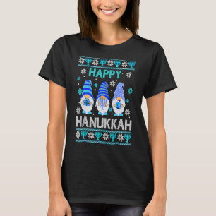 T-shirt Joyeux Hanoukka Gnome Gnomies Menorah Pajama laid