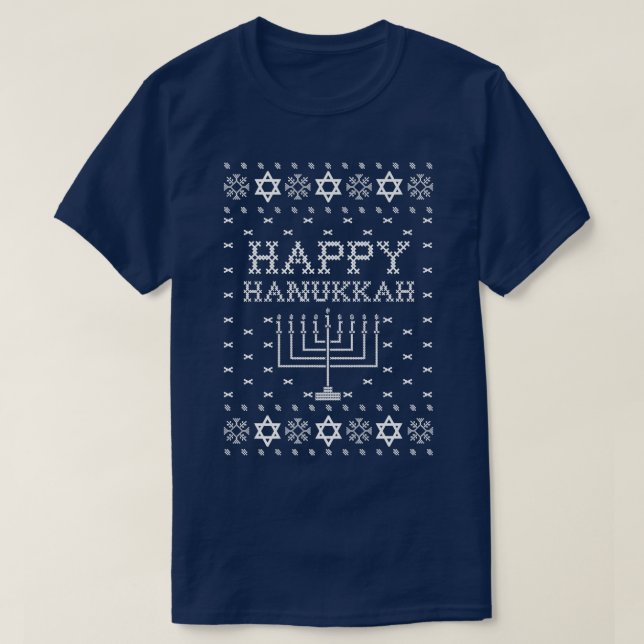 T-shirt Joyeux Hanoukka Ugly Sweater (Design devant)