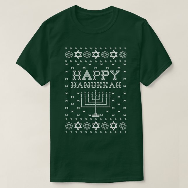 T-shirt Joyeux Hanoukka Ugly Sweater (Design devant)