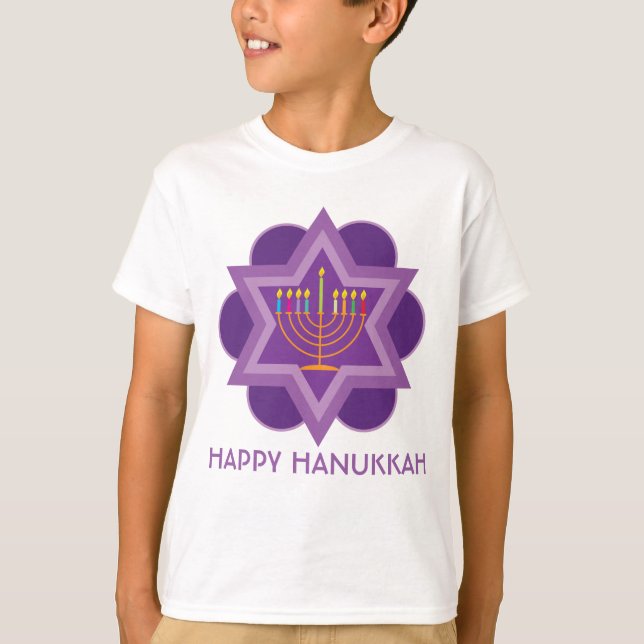 T-shirt Joyeux Hanoukka violet1 (Devant)