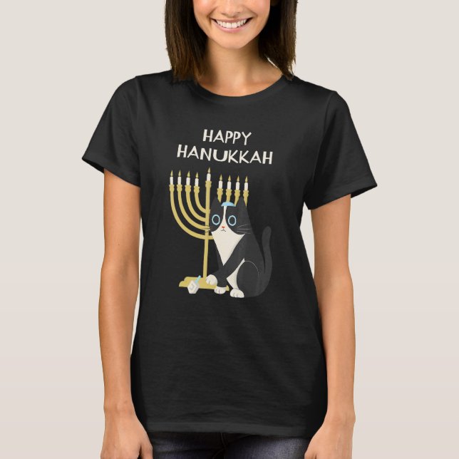 T-shirt Joyeux Hanukkah Chat Hanukkah (Devant)