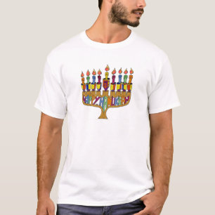 T-shirt Joyeux Hanukkah Toupies Menorah
