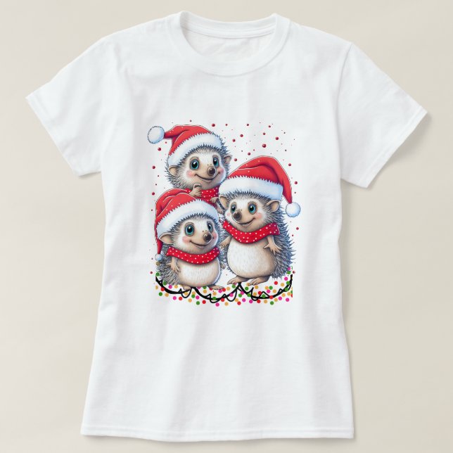 T-shirt Joyeux Hérisson de Noël Adorable Cadeaux de vacanc (Design devant)