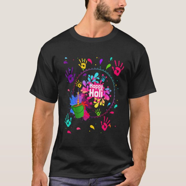 T-shirt Joyeux Holi Femmes Hommes Enfants Couleur Inde 202 (Devant)