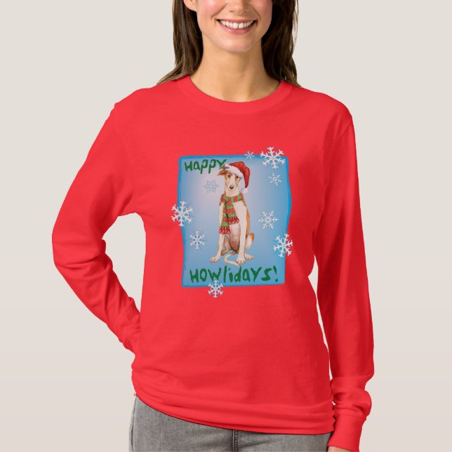 T-shirt Joyeux Howliday Borzoi (Devant)