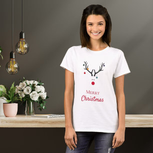 T-shirt Joyeux humour de Noël drôle renne blanc