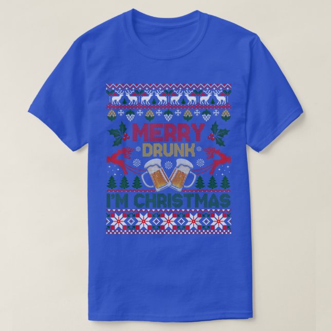 T-shirt Joyeux ivrogne Je Noël Drôle Boire Mauvais Noël  (Design devant)